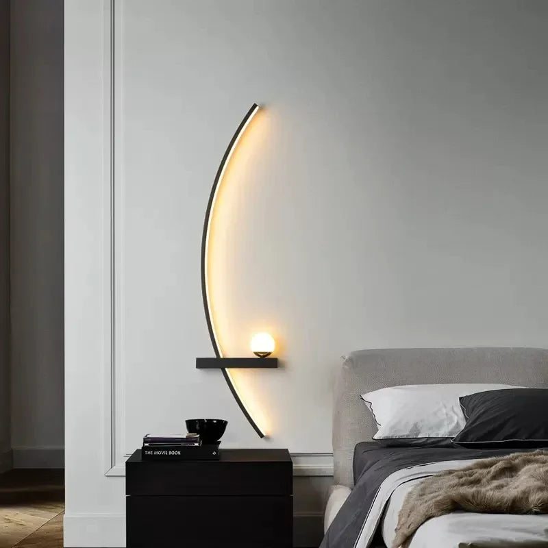 Modern LED Wall Lamp – Minimalist Art Design for Bedroom, Living Room, and Bathroom, Gold/Black